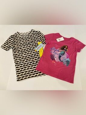 NWT Girls’ Tops Bundle ~ Disney The Little Mermaid, Cat & Jack ~ Size 8 ~ 2 Pcs